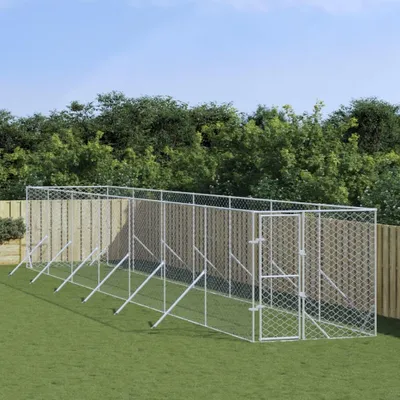 Zdjęcie produktu dla Buda zewnętrzna dla psa srebrna 2x14x2 m stal ocynkowana
