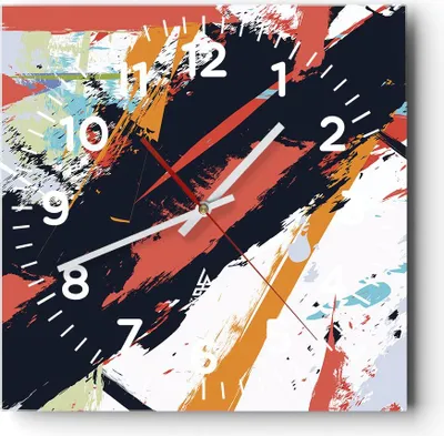 Produktbild von Wanduhr - Quadrat - Glasuhr - Abstraktion Graffiti Modern - 40x40cm - Schleichendes Uhrwerk - Lautlos - zum Aufhängen bereit - Dekoration Modern - Wanddekoration aus Glas - C4AC40x40-4257