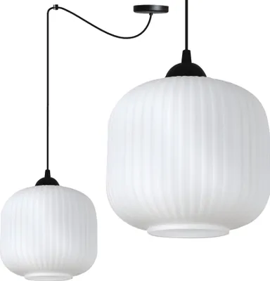 Immagine prodotto di Riffle Lampada a sospensione nera a forma di ragno – Lampada a sospensione a 1 luce con cilindro bianco 20 cm E27