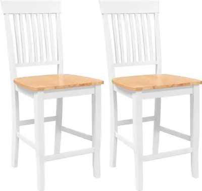 Produktbild von Barhocker 2 Stk. Weiß Massivholz Gummibaum