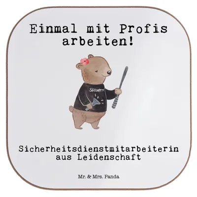 Produktbild von Mr. & Mrs. Panda Flaschenuntersetzer Sicherheitsdienstmitarbeiterin Leidenschaft - Weiß - Geschenk, Untersetzer für Gläser, gläseruntersetzer, Teeuntersetzer, Glas