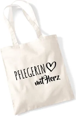 Produktbild von Huuraa Jutebeutel Pflegerin mit Herz 10 Liter Natural Baumwolle Tasche Geschenkidee