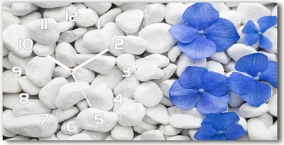 Produktbild von Wanduhr aus Glas – 60x30 cm - Glasbild - Glasuhr - Gehärtetes Glas - weisse-zeiger - Hortensie