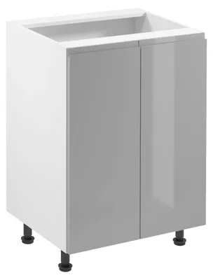 Immagine prodotto di Mobile basso a due ante ARBOR - larghezza 60 cm, grigio lucido / bianco