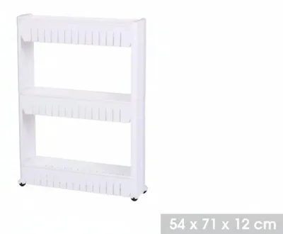 Image de Desserte 3 Etageres Blanc Avec Roulettes 54X72X12Cm
