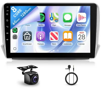 Obrázek produktu pro Android autorádio 6G+128G pro modely Peugeot 2008 a 208 (roky výroby 2012-2018), s 10,1" displejem, podporou Carplay a Bluetooth