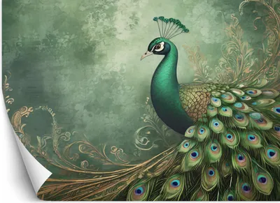 Produktbild von Vlies fototapete Pfau Tiere Vögel 200x140 cm Feeby Grün inkl. Kleber einfache Montage