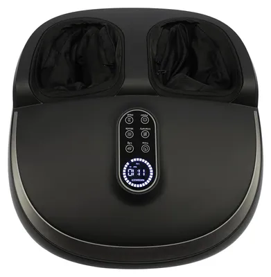 Image de Appareil de massage pour les pieds et les jambes - Appareil électrique de massage des pieds et des mollets - Fonction chauffante - 12 coussins d'air - 5 programmes, 9 intensités - Télécommande de 10 m - Noir