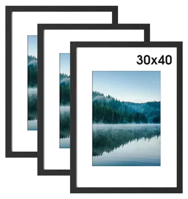 Image de Cadres photo 30 x 40 cm, lot de 3, couleur noire, en bois, pour la maison