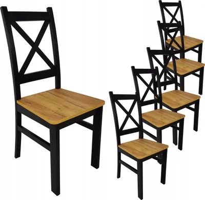 Obrázek produktu pro 6x dřevěná židle s křížovým opěradlem Black + Craft LOFT