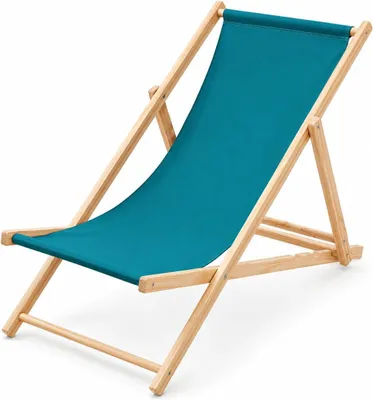 Produktbild von Liegestuhl klappbar aus Holz mit Verstellbarer Rückenlehne, belastbar bis 120 kg (Petrol)