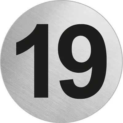 Produktbild von Türnummer Zimmernummer aus Edelstahl "19" Ø 60 mm selbstklebend