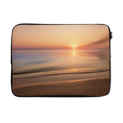 Produktbild von MuchoWow® Laptop Hülle 13 Zoll Strand - Meer - Rosa - Sonnenuntergang Laptoptasche - Laptophülle - Sleeve - Rundumschutz