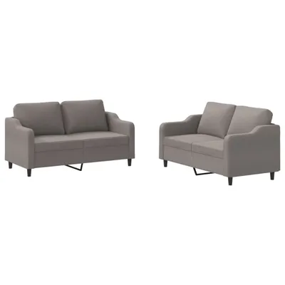 Image de vidaXL Ensemble de canapés 2 pièces avec coussins Tissu Taupe