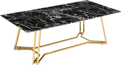 Produktbild von SalesFever Couchtisch 110 x 60 cm | Tischplatte Glas Marmor-Optik | Gestell Metall | B 110 x T 60 x H 40 cm | schwarz – goldfarben