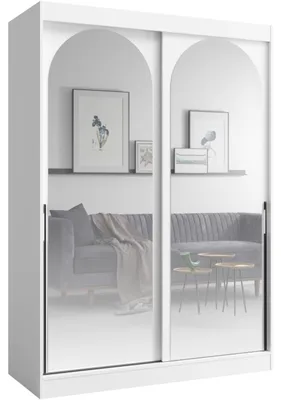Productafbeelding van Schuifdeurkast met spiegel, 150 cm, kleur: wit en zwart (MOGI)