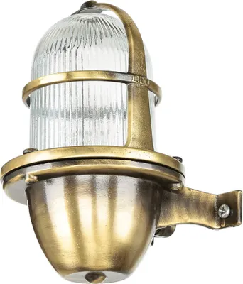 Immagine prodotto di Applique da esterno in ottone vetro scanalato E27 IP64 H: 18 cm piccola lampada da parete ingresso casa nautica