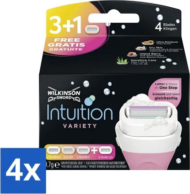 Productafbeelding van Wilkinson Sword – Navulmesjes – Intuition 2-in-1 variant – Geschikt voor verschillende soorten gevoelige huid – 4 mesjes – Voordeelverpakking – 4 stuks