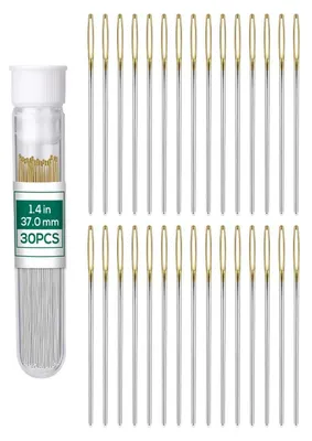 Zdjęcie produktu dla Igły do szycia z dużym uchem, 30 sztuk, długość 3,7 cm, z tępych końcówek, ze stali nierdzewnej, do szycia ręcznego, wełny, skóry, rękodzieła