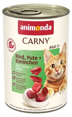 Zdjęcie produktu dla animonda Carny 4017721837255, Dorosły, Każda rasa, Wołowina, Królik, Indyk, 400 g