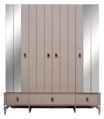 Image de Armoire à vêtements Armoire pour enfants Armoire en bois Beige Miroir