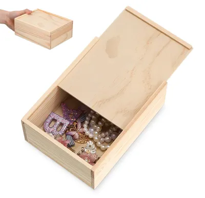 Holz-Aufbewahrungsbox mit Schiebedeckel, 20x15x8 cm, natur