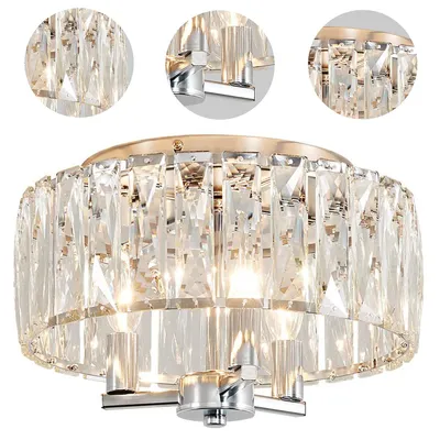 Produktbild von Moderne Kristall Deckenleuchte 32cm, runde LED Deckenlampe Chrom, Kristall Kronleuchter für Wohnzimmer Schlafzimmer Esszimmer Flur