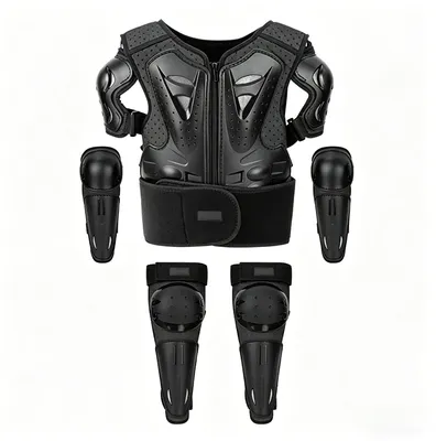 Produktbild von Motorrad Protektoren Set - Körperpanzerung - Brust Rücken Knie Ellbogen - PE EVA Schlagdämpfung - Für Cross Enduro MTB Inlineskaten - Schwarz