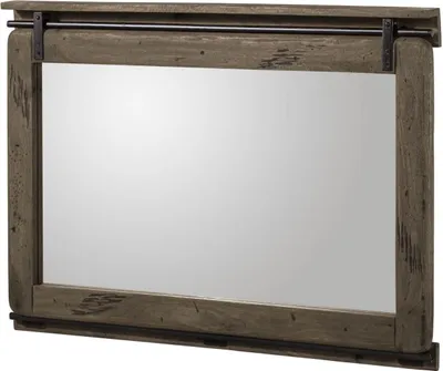 Image de MASSIVMOEBEL24 | RAILWAY # 278 Miroir 114x6x80 bois de mangier peint en gris RAILWAY # 278