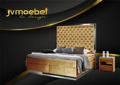 Produktbild von Komplettes Bett Boxspring Betten Luxus Design Schlafzimmer Möbel Edelstahl Neu