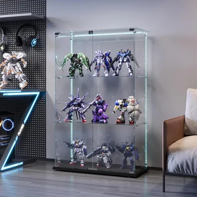 Image de Vitrine réfrigérée avec éclairage LED, 3 niveaux, 2 portes, serrure, couleur noire