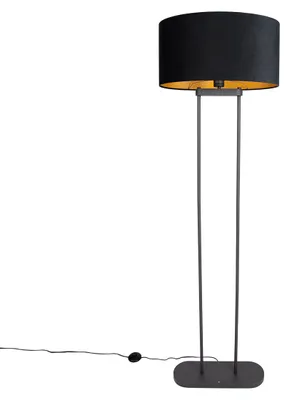 Produktbild von Stehleuchte Schwarz mit Schwarzem Ovalen Schirm 50cm Thijmen