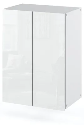 Image de STIV Möbel | Armoire de toilette suspendue Blanc Mat/Lustré Blanc 40x60x25 cm | 2 portes et 2 étagères | Armoire murale
