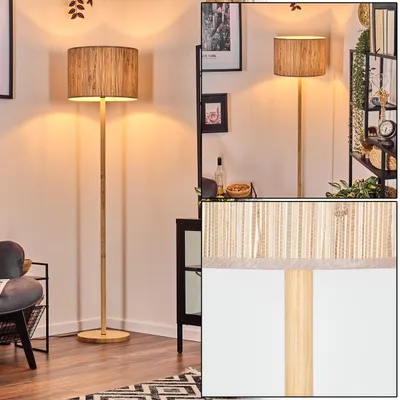 Produktbild von Arenabianca Stehlampe mit Holzfuß und Schirm aus Seegras