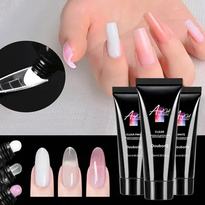 Produktbild von Sada na prodloužení nehtů, sada na nehty Polygel Nail Kit se 3 barevnými lepidly na prodloužení nehtů Polygelová sada se 40 kusy nehtových tipů