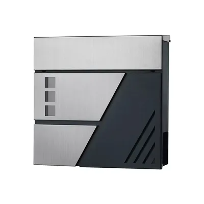 Obrázek produktu pro In And OutdoorMatch Ansel poštovní schránka - Uzamykatelná nástěnná poštovní schránka - S přihrádkou na noviny - Snadná instalace - Moderní - Stříbrná/antracitová