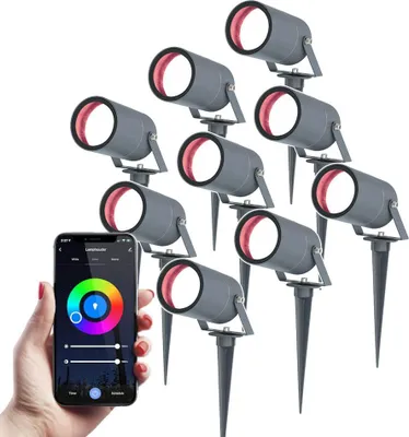 Produktbild von hoftronicsmart Smart Gartenstrahler 5,5W 345lm RGBWW IP65 Anthrazit 9er Set