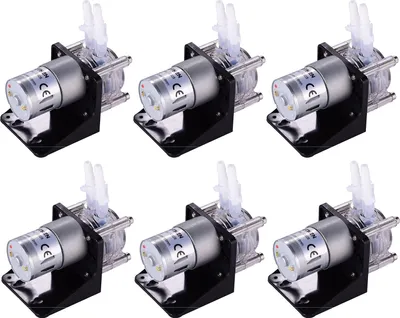 Produktbild von 6X GROTHEN DC 12V Schlauchpumpe mit Silikonschlauch Hochdurchfluss Wasser Flue ssigkeitspumpe Dosierung Vakuumpumpe Selbstansaugende Korrosionsschutz Einstellbarer Durchfluss fue r DIY Aquarium Lab Chemische Analyse Dosierzusaetze L-Stil