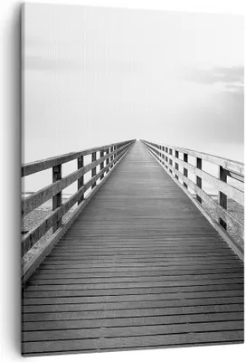 Produktbild von Bild auf Leinwand - Leinwandbild - Einteilig - Pier Perspektive Schwarzweiß - 50x70cm - Wand Bild - Wanddeko - Wandbilder - Leinwanddruck - Wanddekoration - Leinwand bilder - Wandbild - PA50x70-4424