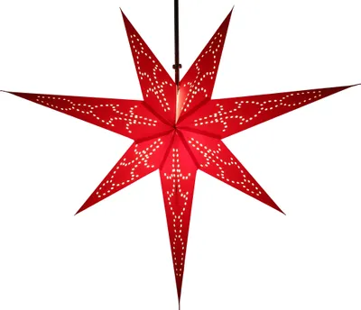 Produktbild von Faltbarer Advents Leucht Papierstern, Weihnachtsstern 60 cm - Levi, Rot, Star Fensterdeko, 5 Spitzen