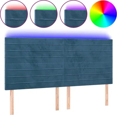 Produktbild von vidaXL LED Kopfteil Dunkelblau 160x5x118/128 cm Samt
