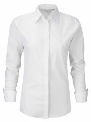 Obrázok produktu pre Russell Collection – „Ultimate“ dámska košeľa s dlhým rukávom LT5160 (XL) (biela)