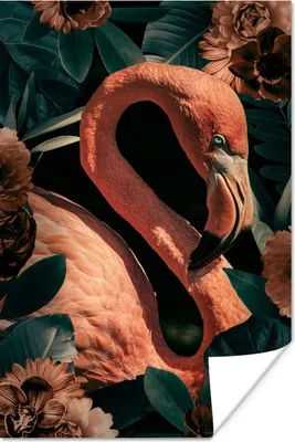Produktbild von MuchoWow® Poster Porträt - Blumen - Flamingo 60x90 cm - Wanddekoration