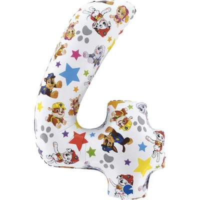 Produktbild von Folienballon Paw Patrol Zahl 4, 66 cm, bunt, für Helium