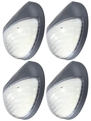 Produktbild von 4er Set LED Zaun Solarleuchten aus Kunststoff in Grau