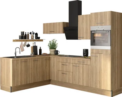 Produktbild von Optifit Winkelküche ohne Geräte Erik290 270 cm wildeiche matt zerlegt Variante rechts KCER 2720RAOE8+