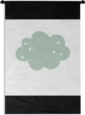 Produktbild von MuchoWow® Wandteppich Wandbehang Wolke - Mädchen - Jungen - Sterne - Pastell - Kind 60x90 cm Tapisserie Dekoration Wandtuch - Foto-Teppich - Abwaschbar