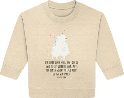 Produktbild von Mr. & Mrs. Panda Organic Baby Pullover Eisbär Umarmen 24. - 36. Monat - Natural Raw - Geschenk, Lustige Sprüche, Bullover