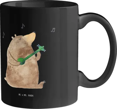 Produktbild von Mr. & Mrs. Panda Kaffeebecher Gitarre Improvisation - Schwarz - Geschenk, Keramikbecher, Musik, Musiker, Gitarrist, Kaffeetasse, Liebe, Lernen, haferl, Musikinstrument
