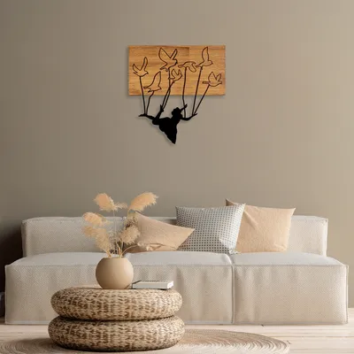 Obrázok produktu pre Wallity, MA- SKL2292, farba orech,čierna, Ostatné bytové dekorácie, 58 x 60 cm, 50% drevo (hrúbka: 3 cm) / kov (hrúbka: 1